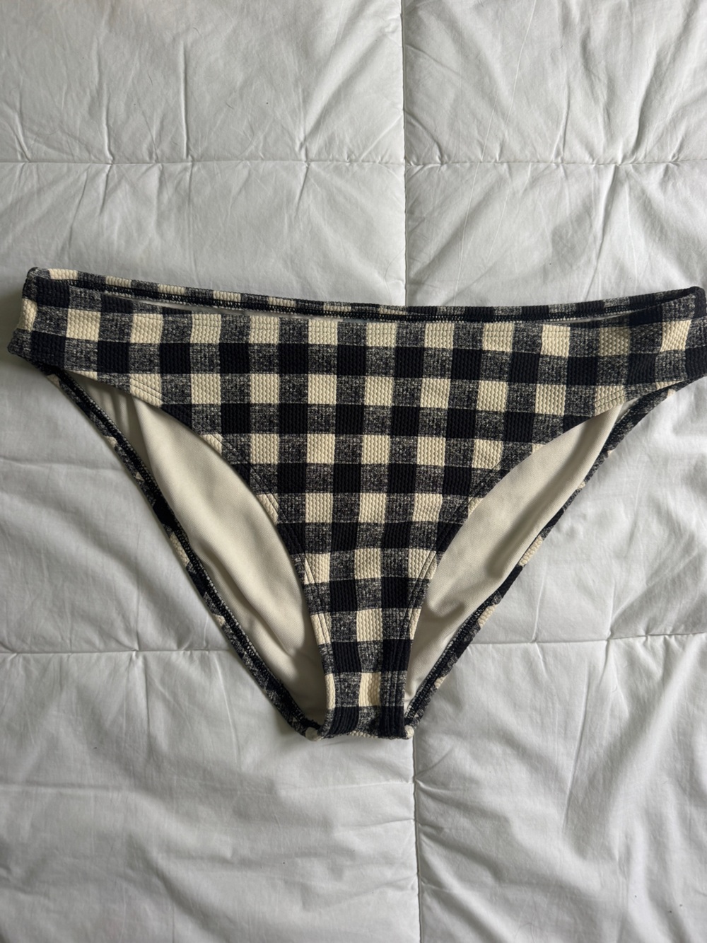 Shade & Shore Black and Cream Gingham women’s bikini bottom